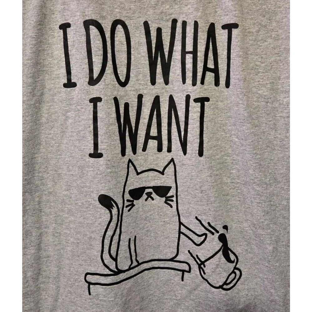 DOM Sassy Cat I Do What I Want Knocking Over Coffee Tshirt Medium - Picture 2 of 4